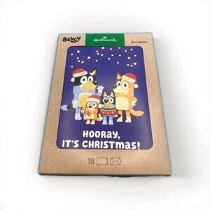 Hallmark Bluey "Hooray, It's Christmas!" Boxed Christmas Cards - Pack of 18-NIB